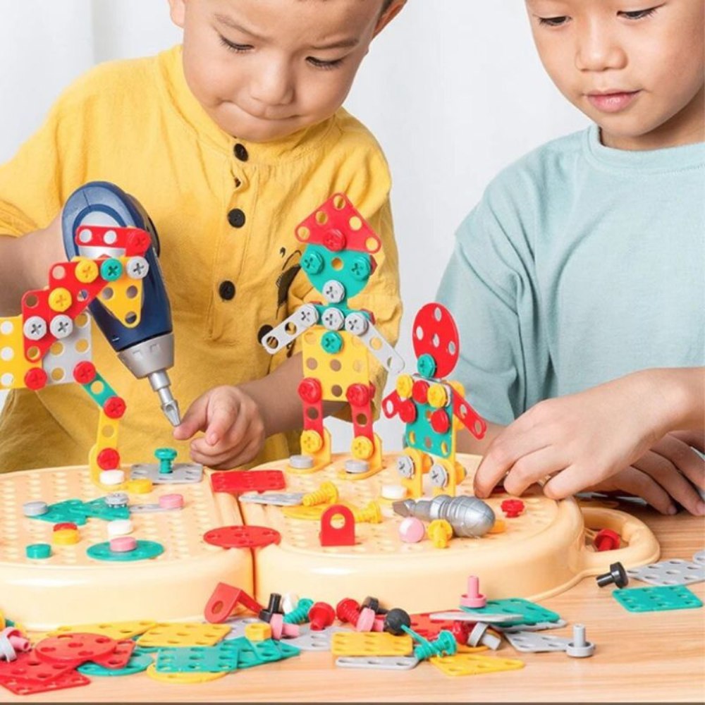 BuildPlay™ | Kit de construction créatif avec perceuse d’enfant pour petits constructeurs
