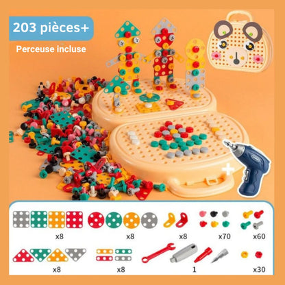 BuildPlay™ | Kit de construction créatif avec perceuse d’enfant pour petits constructeurs