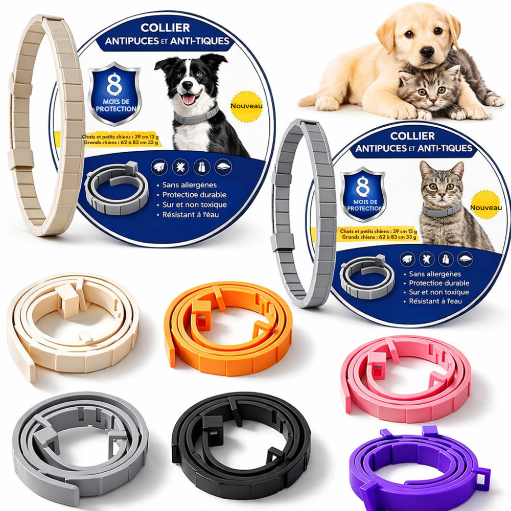 COLLIER NATUREL ANTI PUCES, TIQUES ET MOUSTIQUES