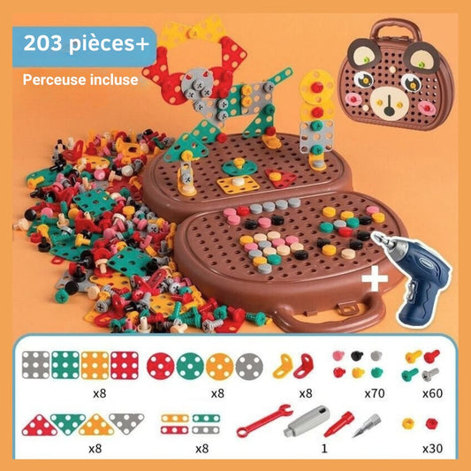 BuildPlay™ | Kit de construction créatif avec perceuse d’enfant pour petits constructeurs