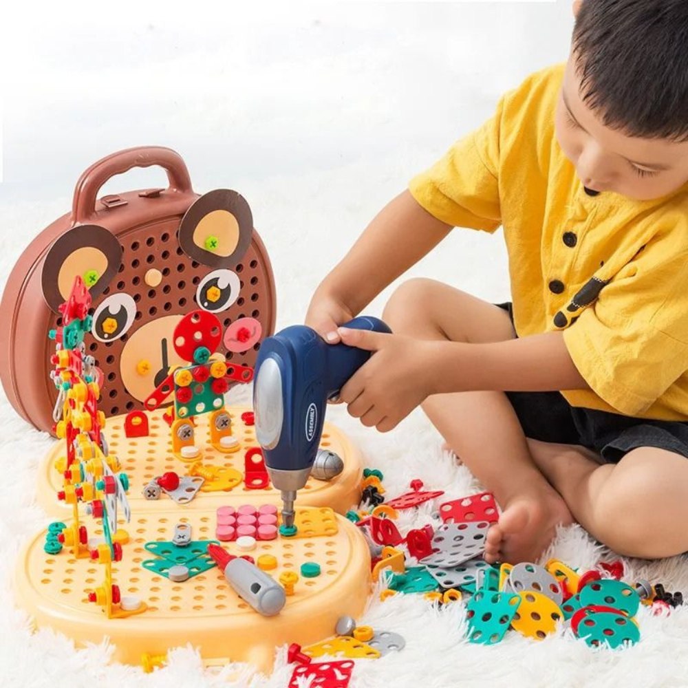 BuildPlay™ | Kit de construction créatif avec perceuse d’enfant pour petits constructeurs