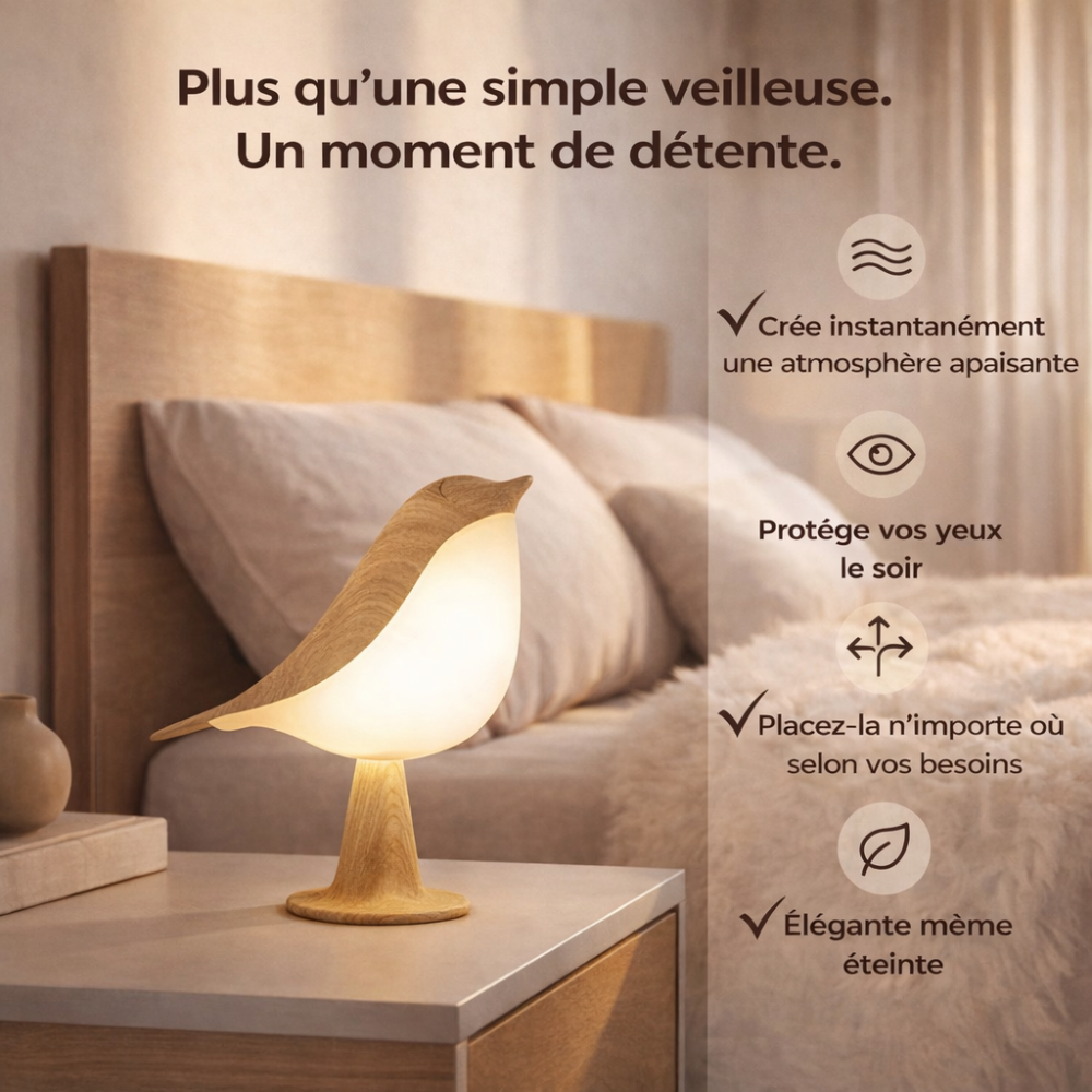 LumiBird™ – Lampe design sans fil avec lumière douce