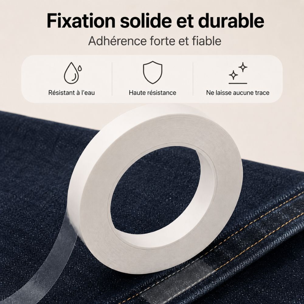 Bande adhésive lavable pour ourlets de pantalon