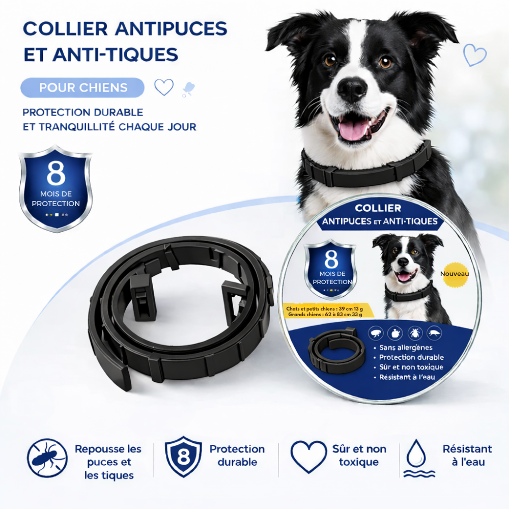 COLLIER NATUREL ANTI PUCES, TIQUES ET MOUSTIQUES