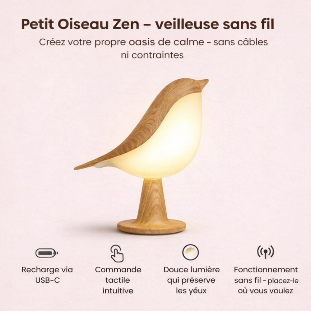 LumiBird™ – Lampe design sans fil avec lumière douce