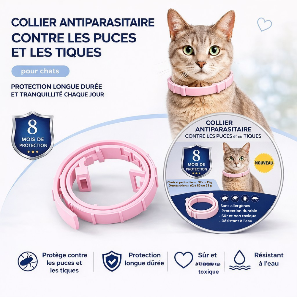 COLLIER NATUREL ANTI PUCES, TIQUES ET MOUSTIQUES