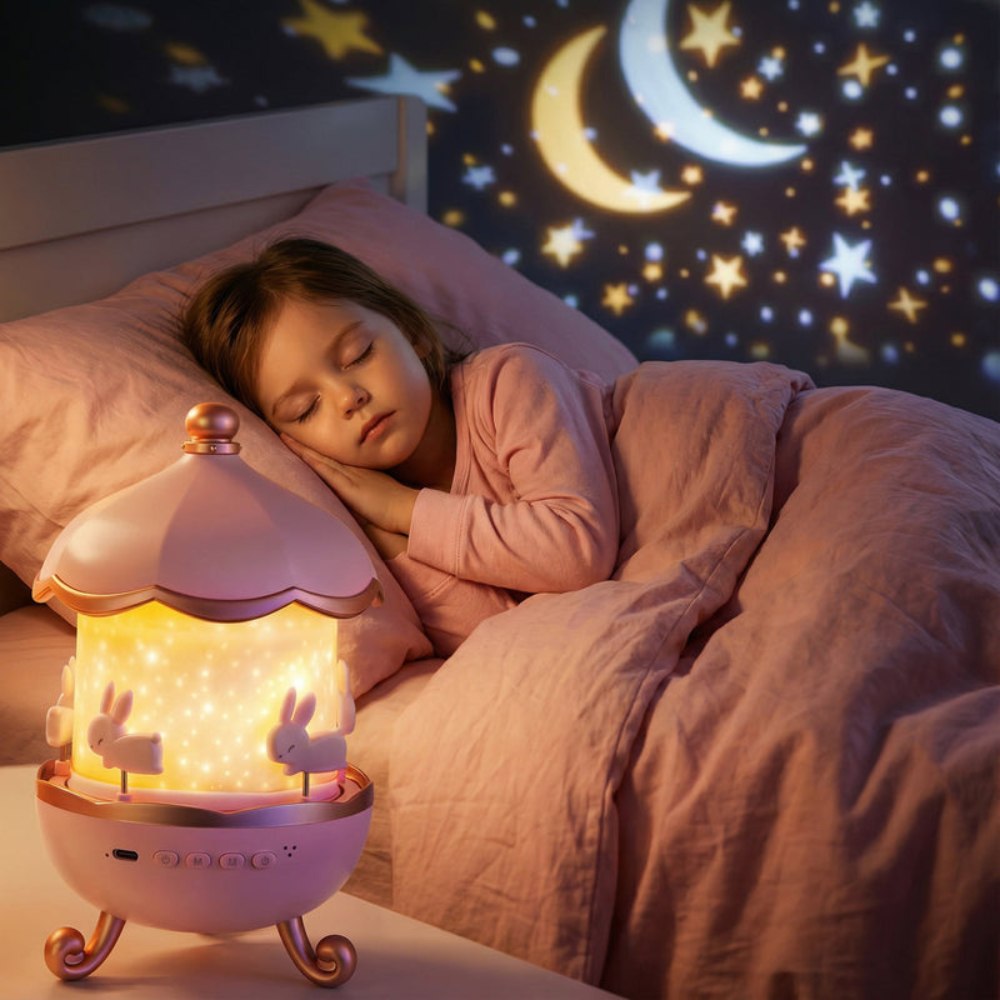 Lapin Carrousel – Projecteur pour enfants 2 en 1 avec mélodie