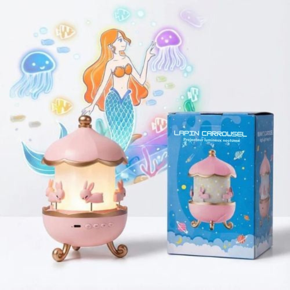 Lapin Carrousel – Projecteur pour enfants 2 en 1 avec mélodie