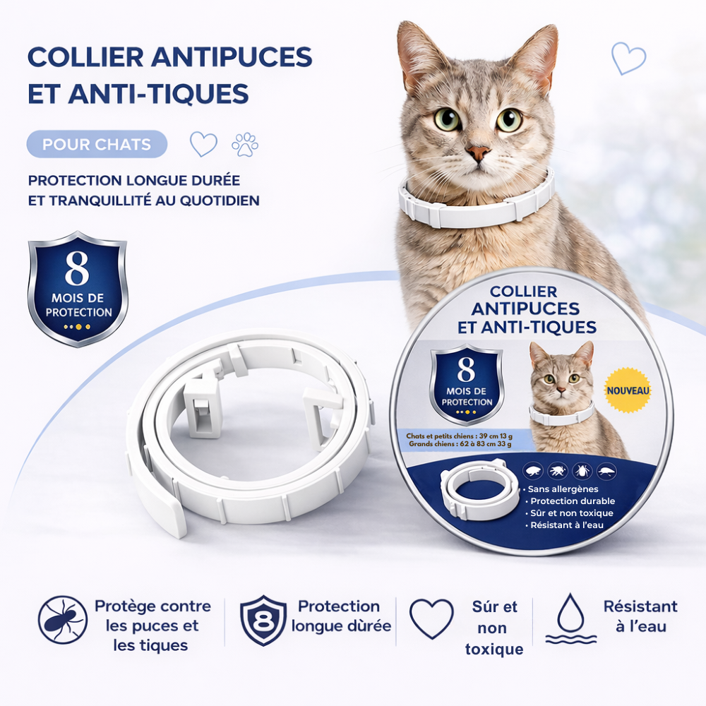 COLLIER NATUREL ANTI PUCES, TIQUES ET MOUSTIQUES