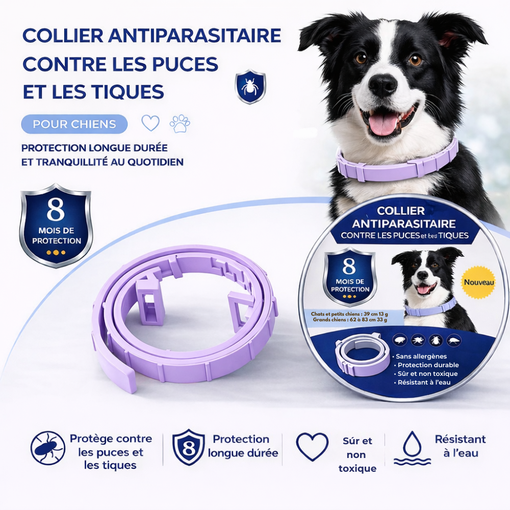 COLLIER NATUREL ANTI PUCES, TIQUES ET MOUSTIQUES