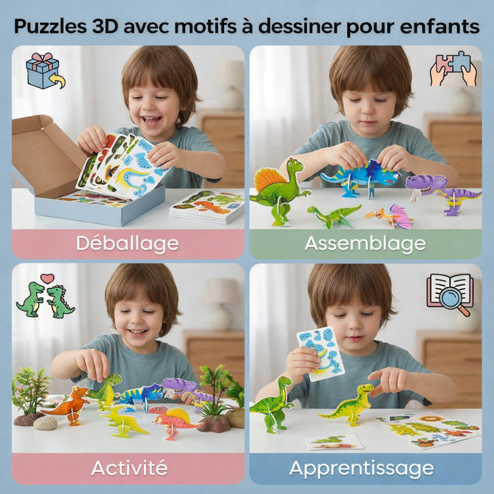 Ensemble de puzzles 3D illustrés pour enfants