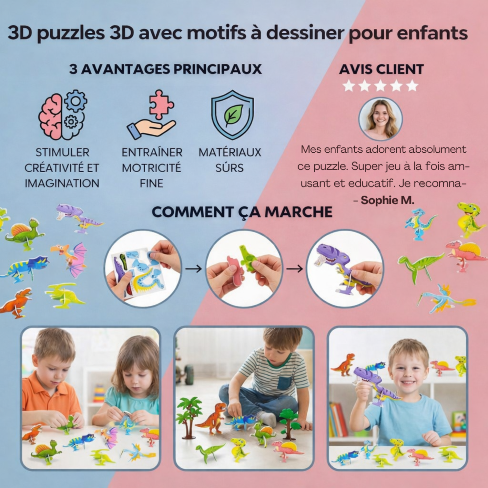 Ensemble de puzzles 3D illustrés pour enfants