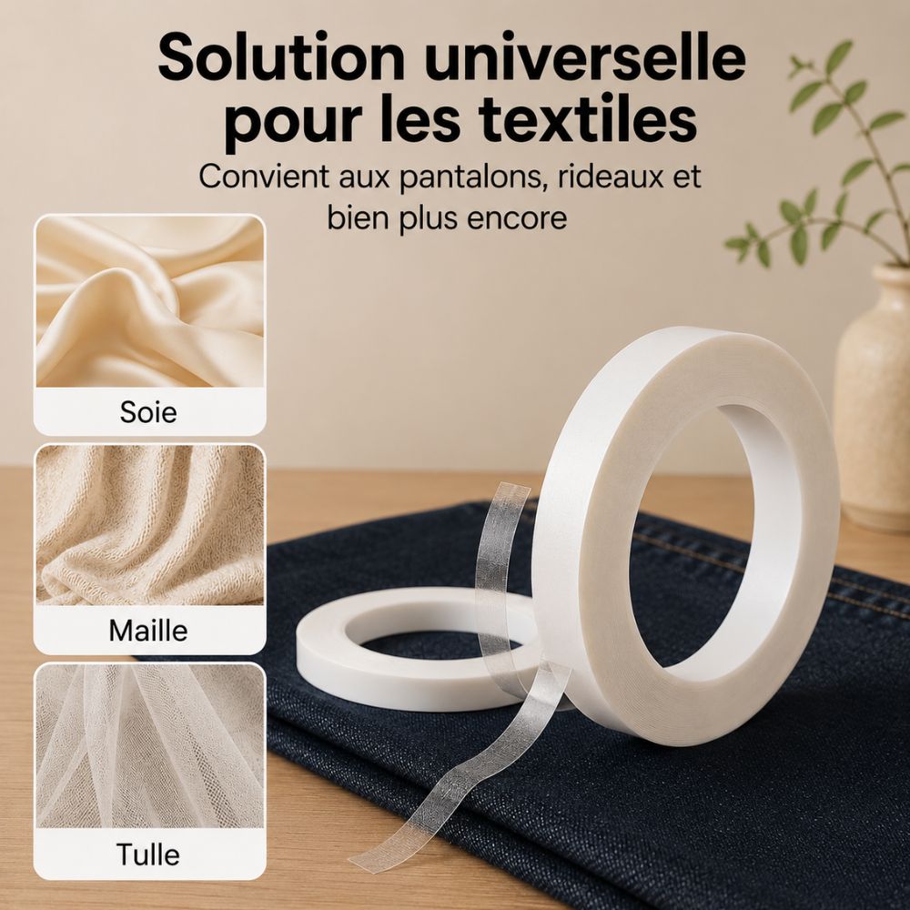 Bande adhésive lavable pour ourlets de pantalon