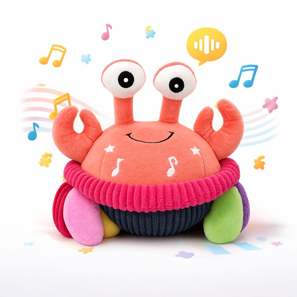 Crabe en peluche interactif avec musique et voix