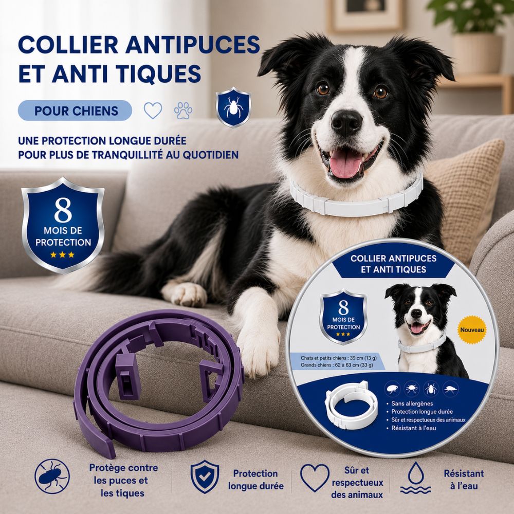 PetProtect™ | Collier antiparasitaire naturel contre puces, tiques et moustiques • Protection jusqu’à 8 mois