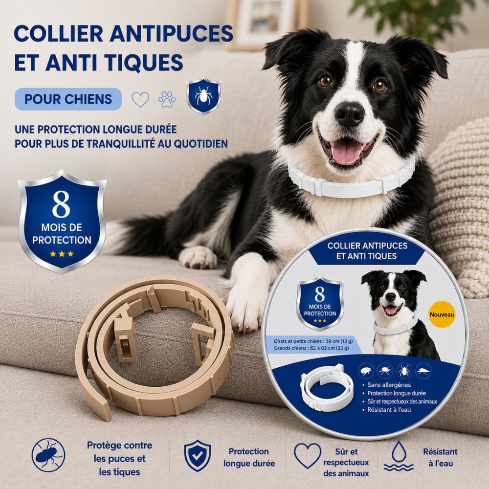 PetProtect™ | Collier antiparasitaire naturel contre puces, tiques et moustiques • Protection jusqu’à 8 mois