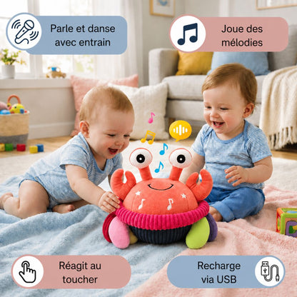 Crabe en peluche interactif avec musique et voix