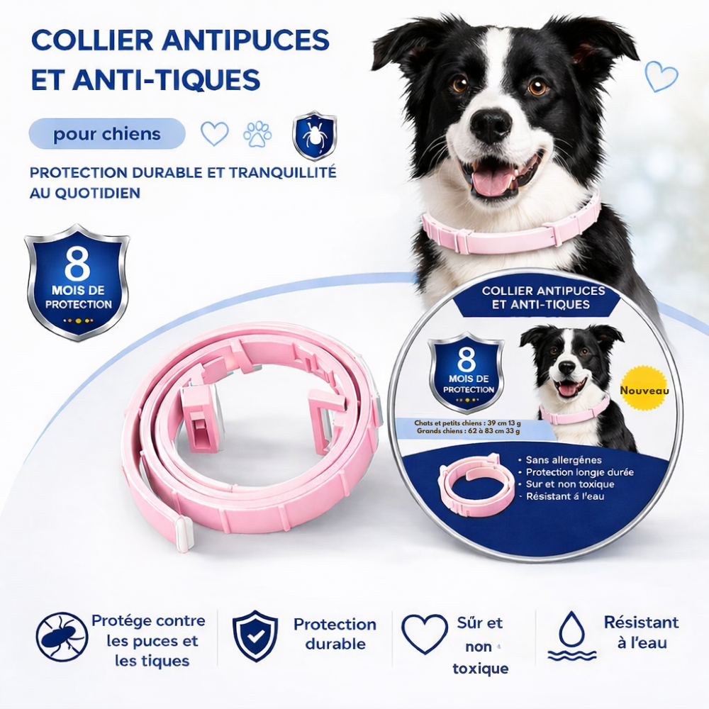 COLLIER NATUREL ANTI PUCES, TIQUES ET MOUSTIQUES