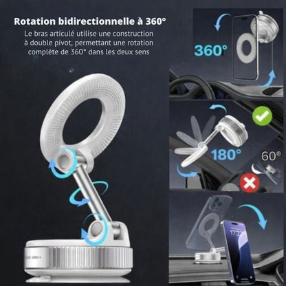 Support magnétique pour téléphone avec rotation à 360°