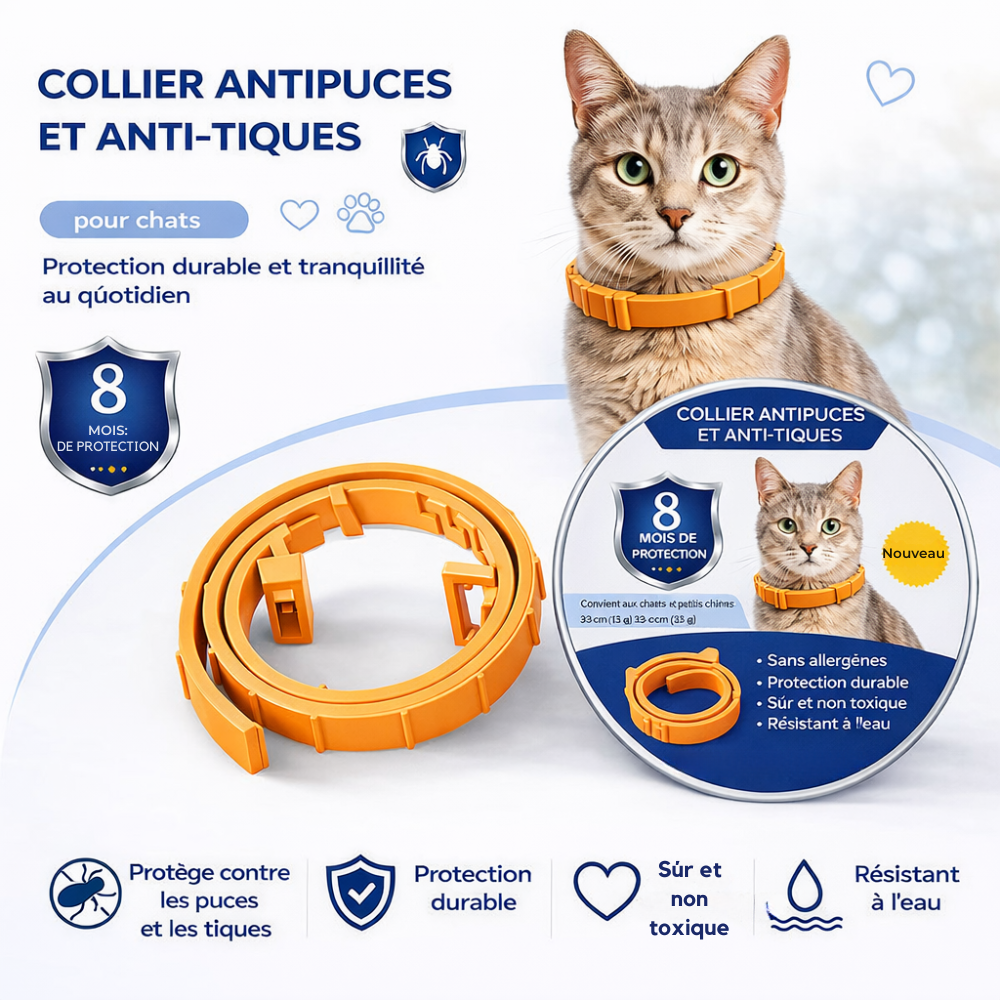 COLLIER NATUREL ANTI PUCES, TIQUES ET MOUSTIQUES