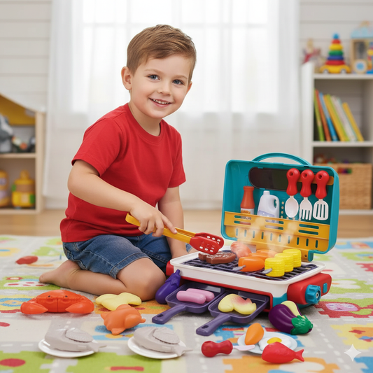 Ensemble BBQ pour enfants avec effet de fumée et aliments qui changent de couleur